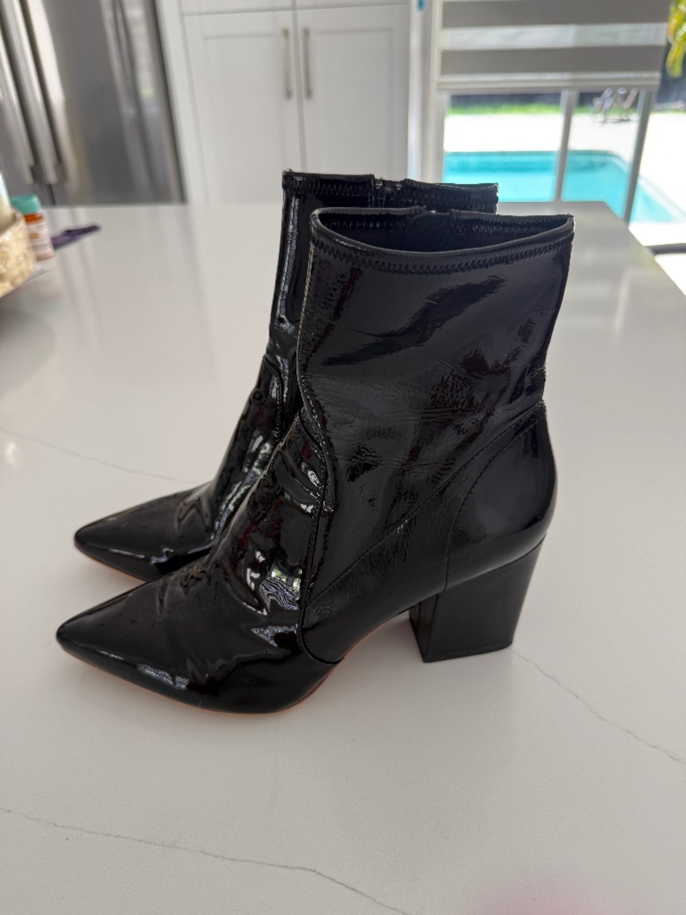 Loeffler Randall Black Patent Leather Pointed Toe Bootie